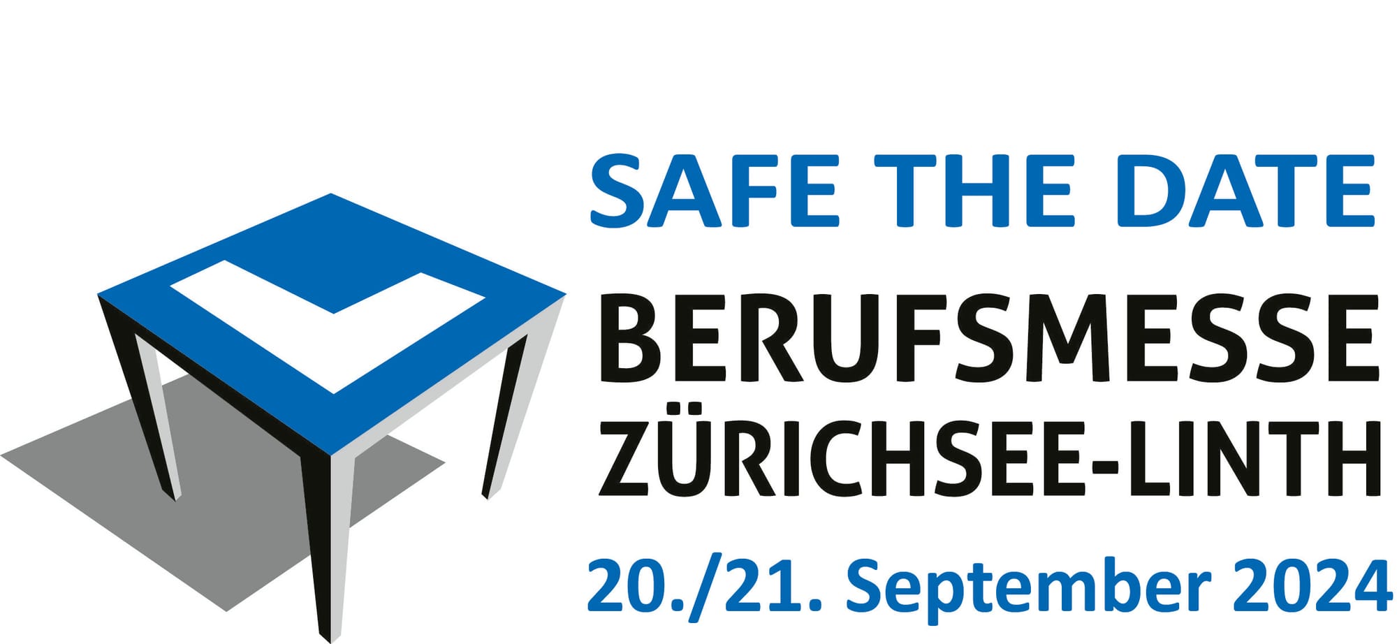 Flyer "Safe the date" Berufsmesse Zürichsee-Linth 20./21. September 2024