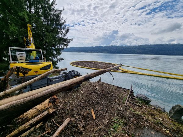 Nach Starkregen erneut Schwemmgutsperre ausgefahren